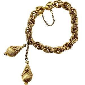 Vintage 1960s Monet Rope Bracelet gold tone bolero dangle
